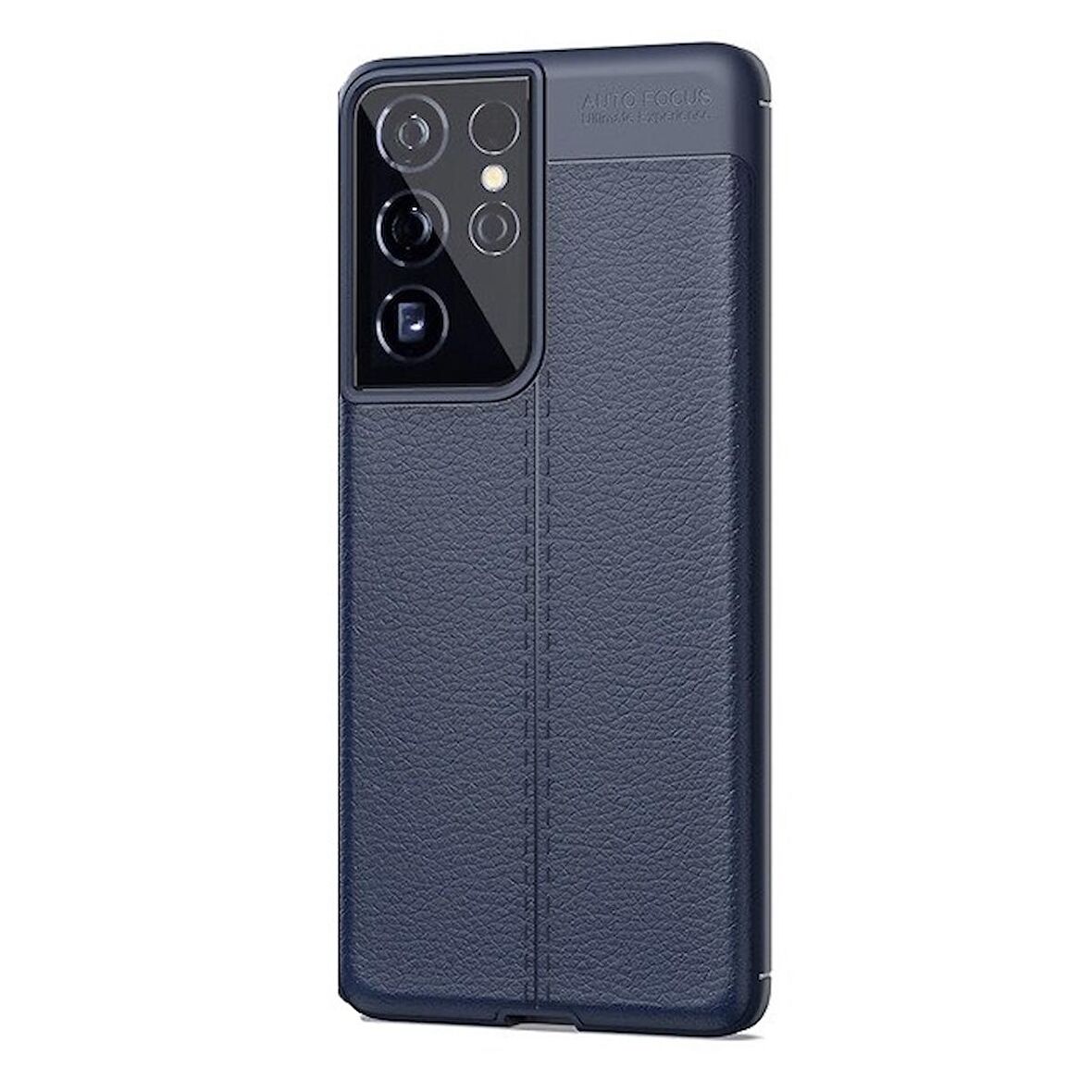 Smcase Samsung Galaxy S21 Ultra 5G Kılıf Deri Dokulu Niss Silikon