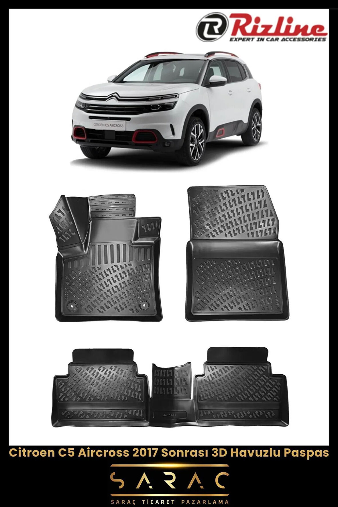 Rizline Citroen C5 Aircross 2019 Model 3D Havuzlu Paspas
