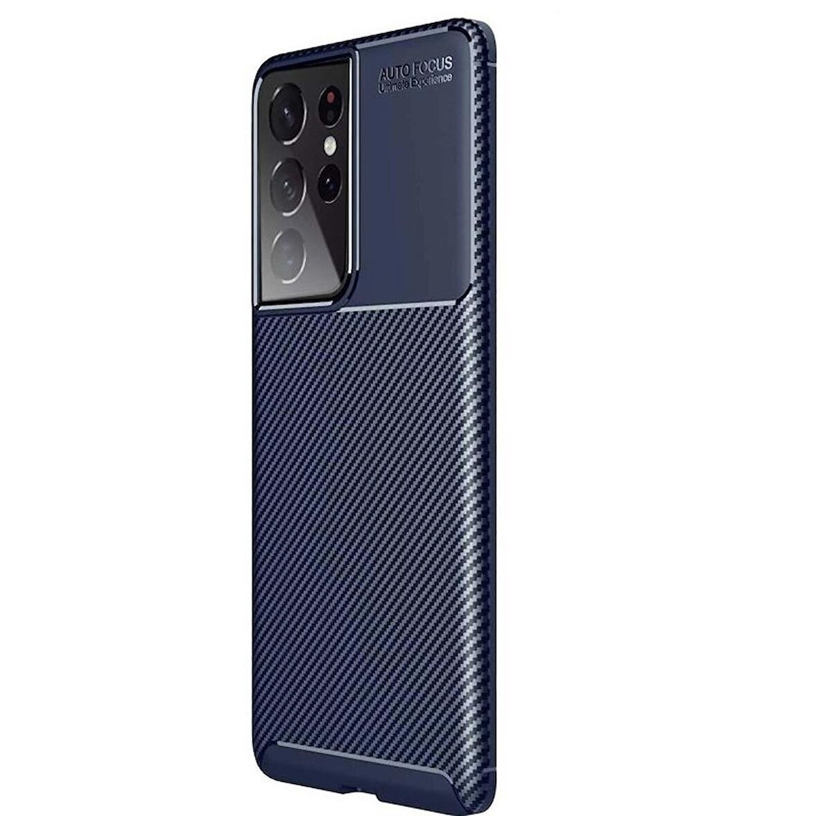 Smcase Samsung Galaxy S21 Ultra 5G Kılıf Karbon Dokulu Negro Silikon  Tam Kapatan Ekran Koruyucu