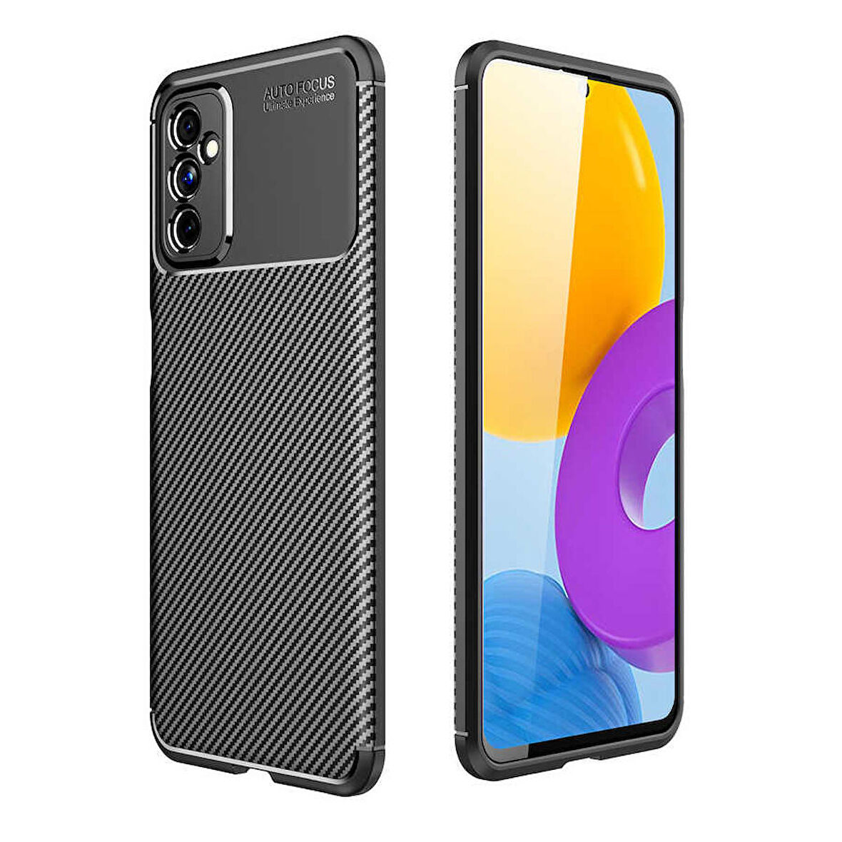 Gpack Samsung Galaxy M52 Kılıf Negro Karbon Görünüm Korumalı Dizayn SilikonNano Glass