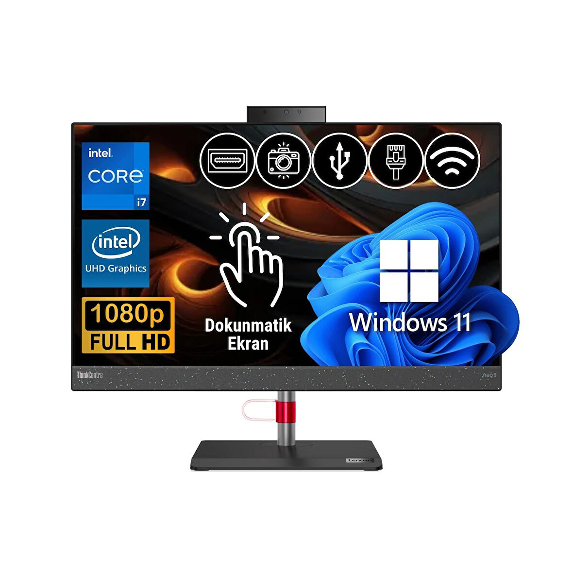 Lenovo ThinkCentre Neo 50A i7-13700H 16GB 512GB M.2 SSD 12K9004CTR ATL25 23.8" W11Pro Dokunmatik  All In One Bilgisayar 