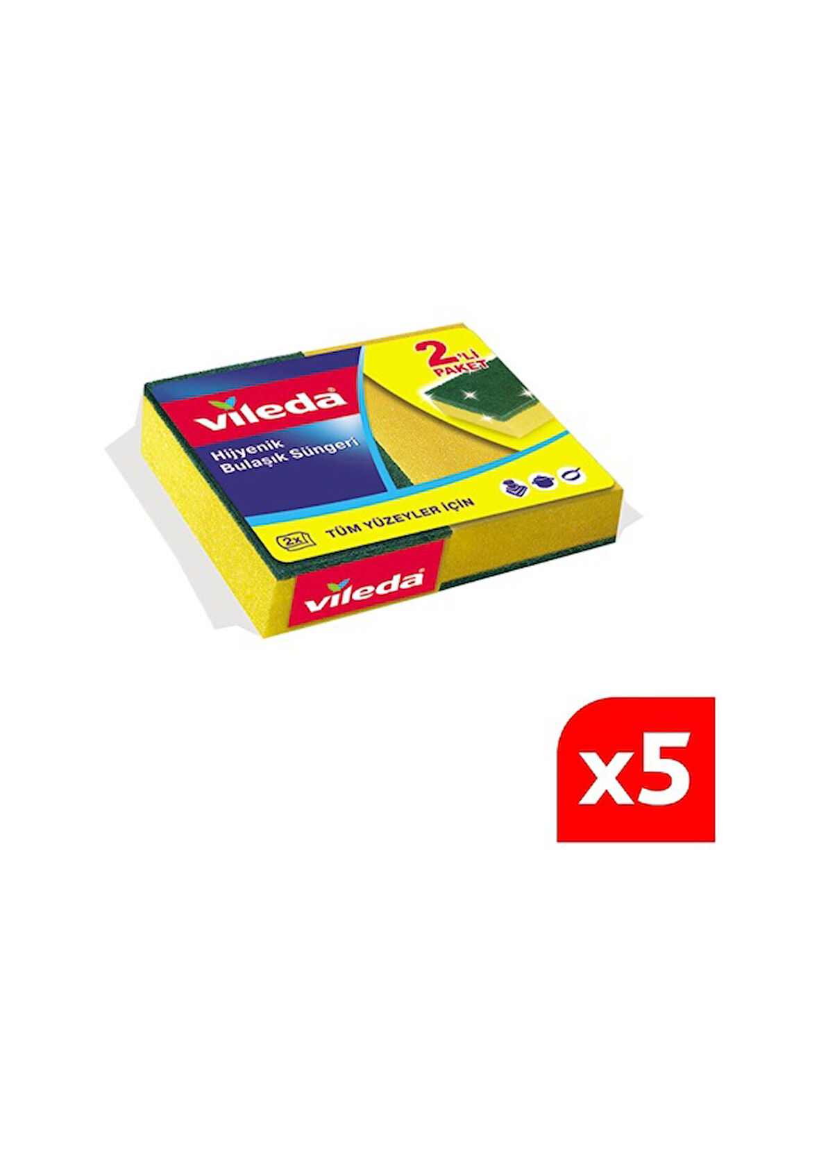 Vileda Hijyenik Düz Bulasik Süngeri 5 x 2'li