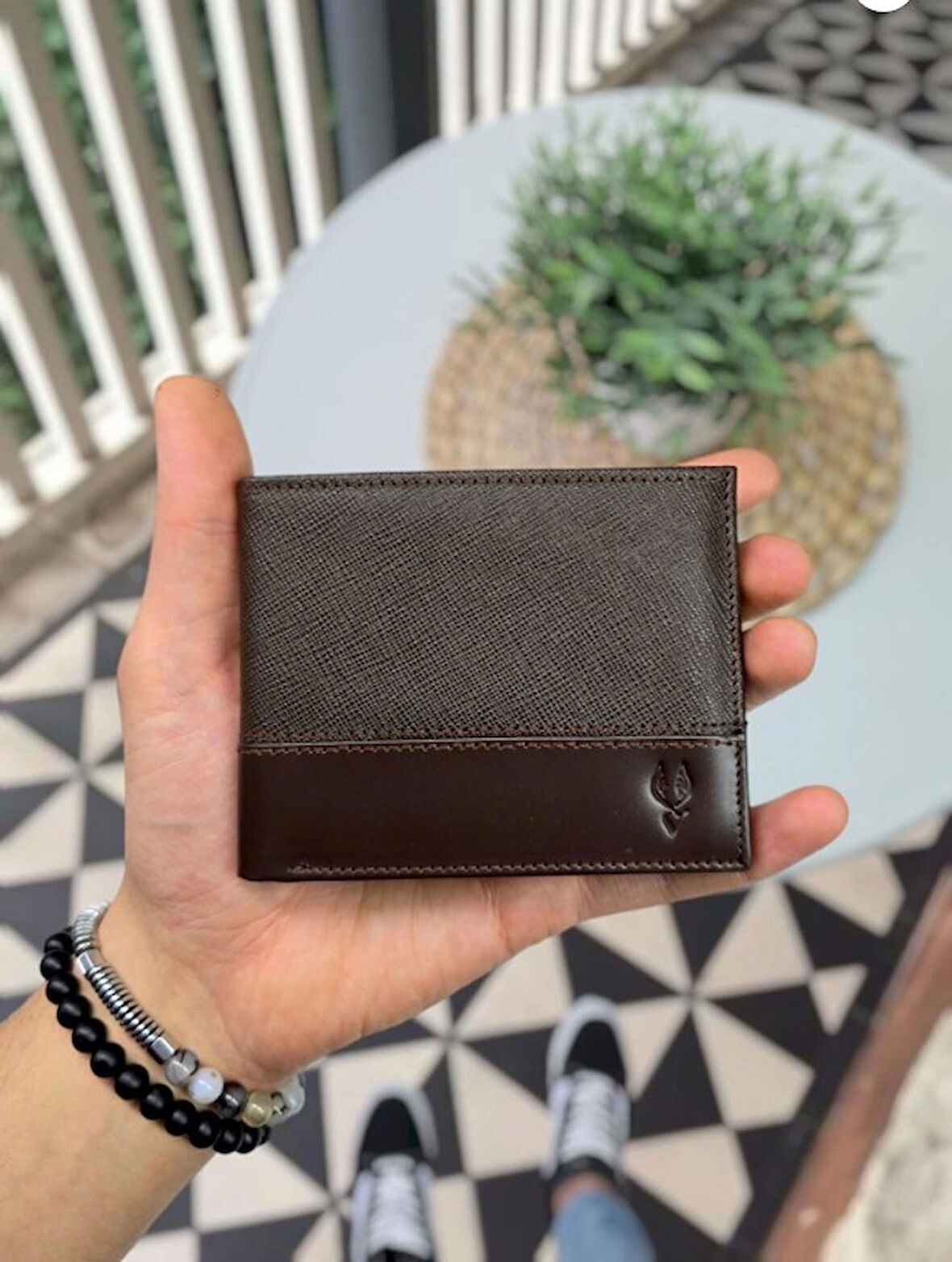 VİSSO 1272 Kahverengi HAKİKİ DERİ ÇANTA İSME ÖZEL HEDİYELİK CÜZDAN   Kahverengi