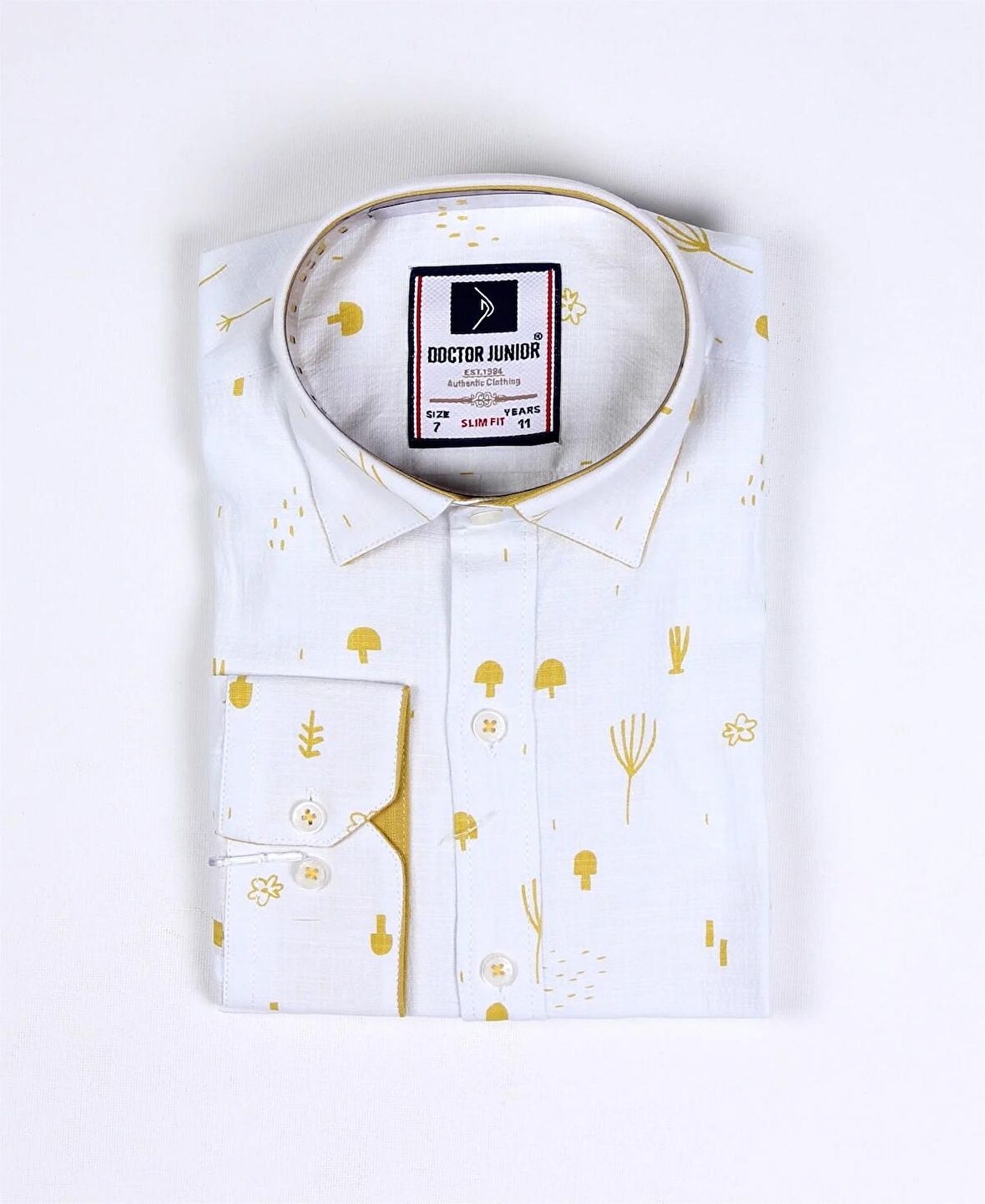 Erkek Çocuk Katlanır Kollu Slim Fit Gömlek