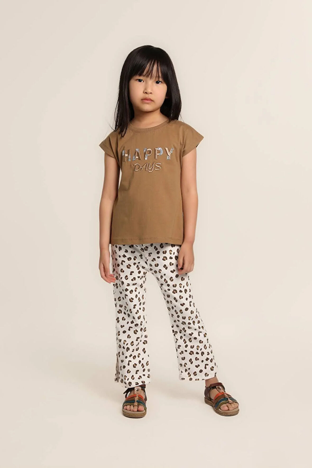 Kız Bebek Baskılı İspanyol Paça Pantolon