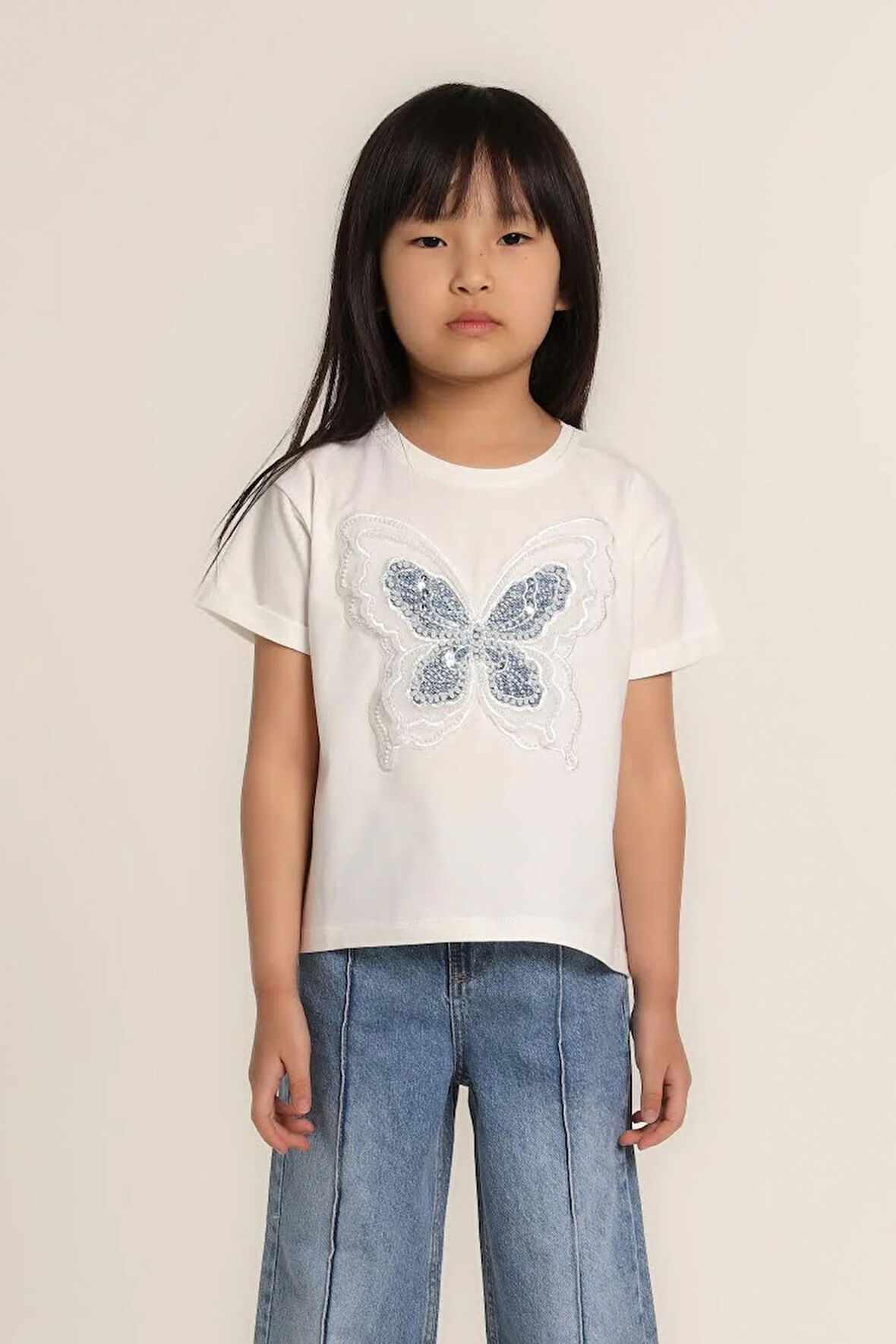 Kız Bebek İnci Kelebekli Tshirt