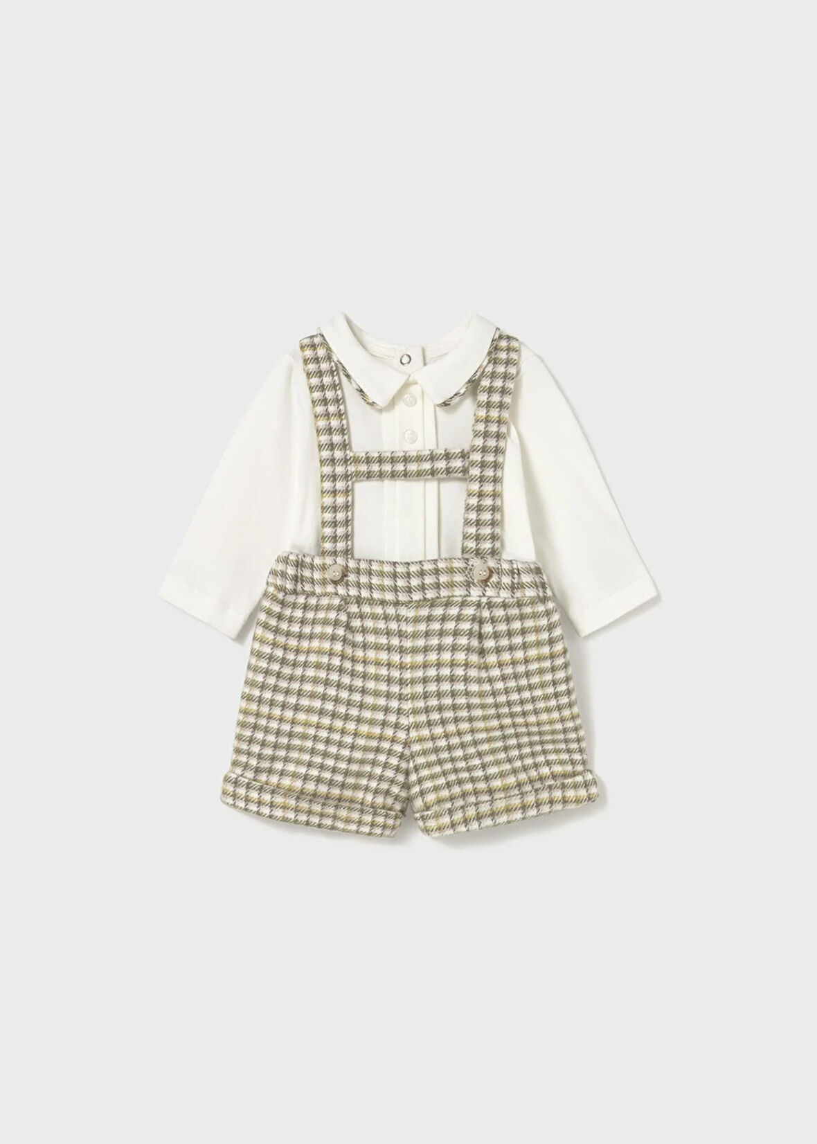 Mayoral Newborn Kız Bebek Askılı Şort Gömlek Takım