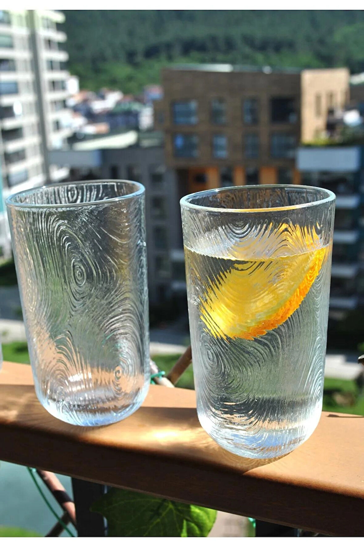 6'lı Paşabahçe Asimetrik Cam Bardak Meşrubat Su Bardağı Desenli 350 Ml
