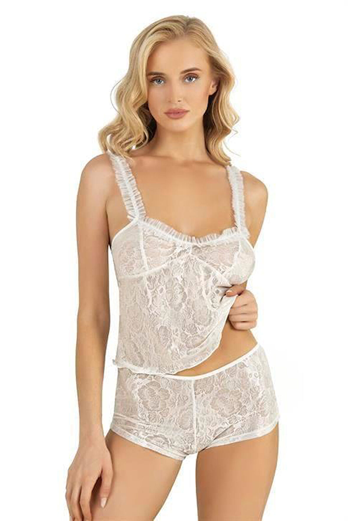 Aria's Closet Ekru Saten Şort Takımı 9221