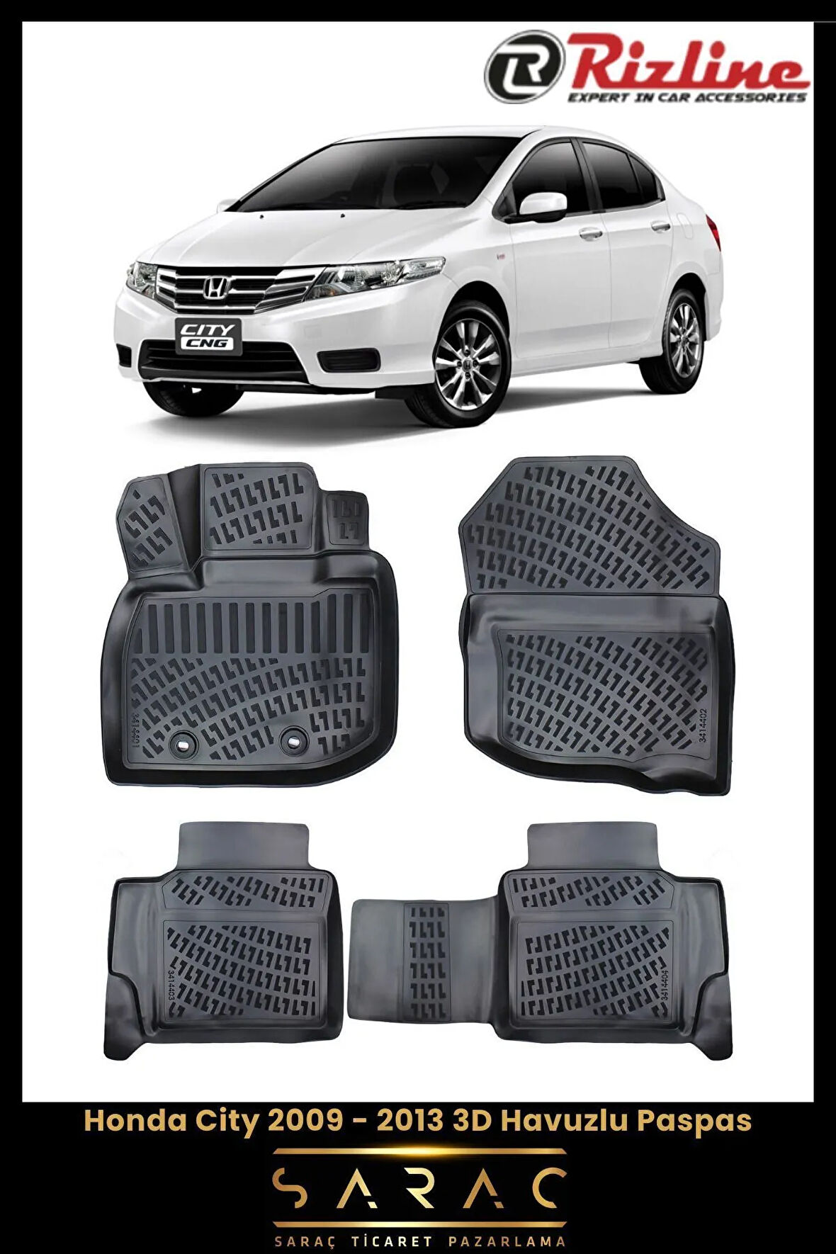Rizline Honda City 2010 Model 3D Havuzlu Paspas