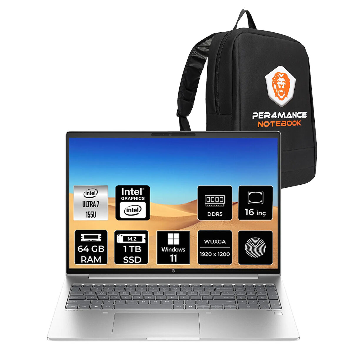 HP ProBook 460 G11 Ultra 7 155U 64GB DDR5 1TB SSD 16" WUXGA W11P Dizüstü Bilgisayar & ÇANTA