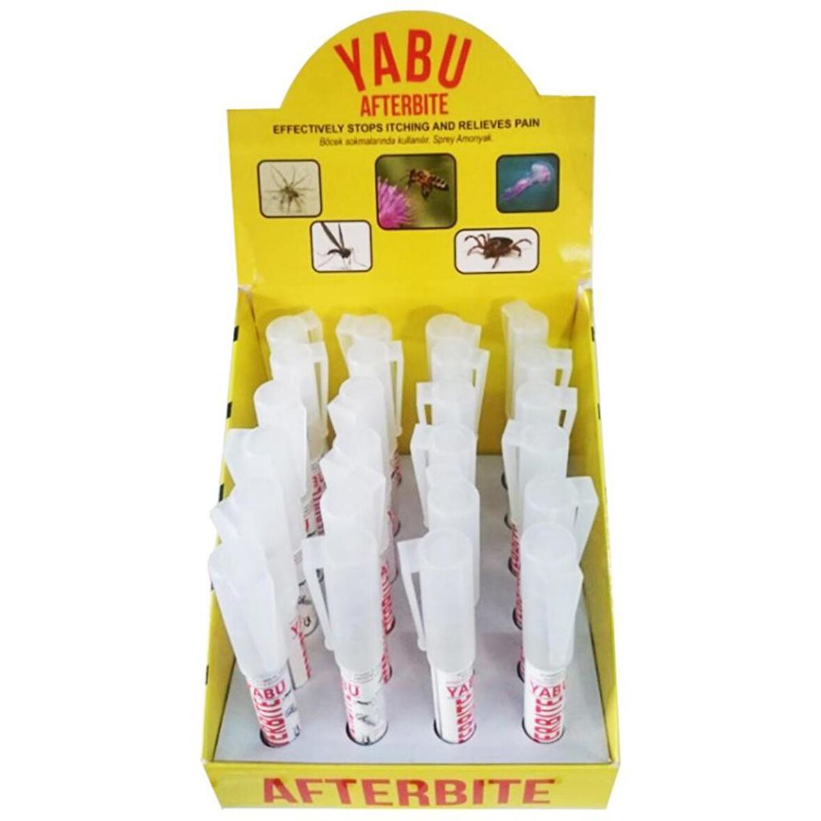 YABU AFTERBİTE AMONYAK SPREY 8 ML -24 LÜ STAND - sinek ısırması , akrep , arı ve böcek sokmalarında etkili