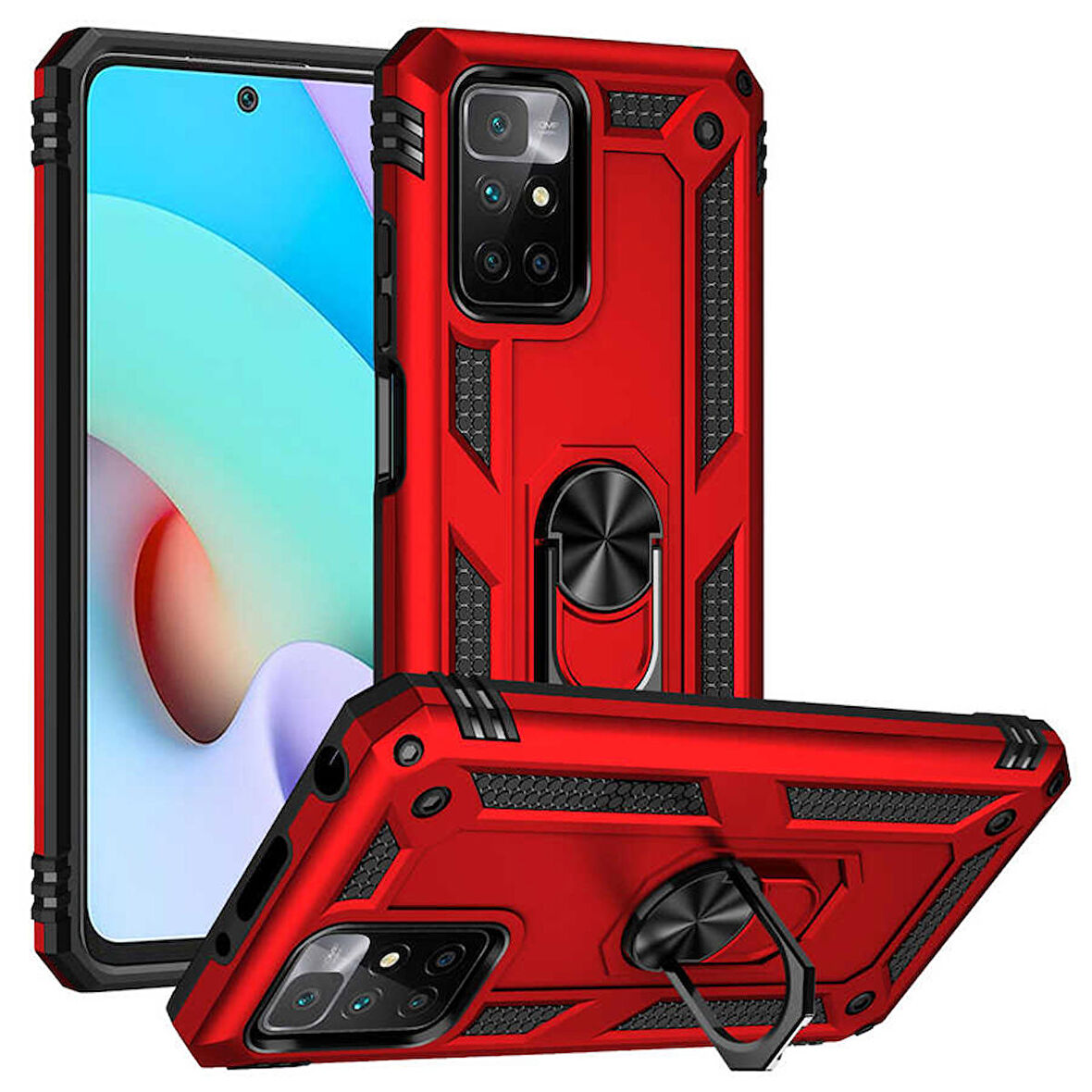 Gpack Xiaomi Redmi 10 Kılıf Vega Tank Standlı Yüzüklü Mıknatıslı