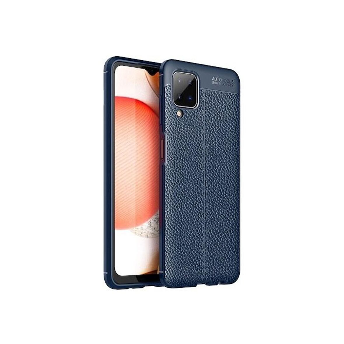 Smcase Samsung Galaxy M12 Kılıf Deri Dokulu Silikon  Nano Ekran Koruyucu 