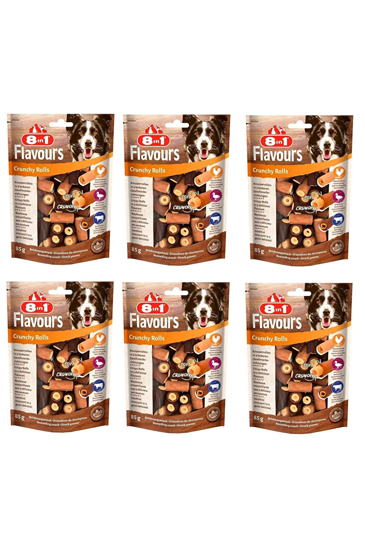 8in1 Flavours Crunchy Rolls Köpek Ödülü 85 Gr. X 6 Adet