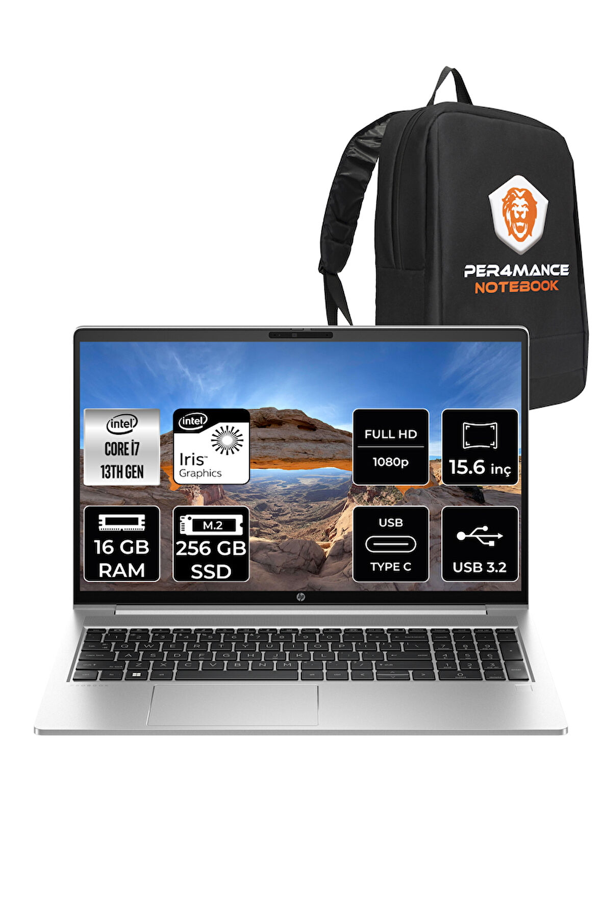 HP ProBook 450 G10 i7 1355U 16GB RAM 256GB SSD 15.6'' FHD FDOS Dizüstü Bilgisayar & PER4 ÇANTA