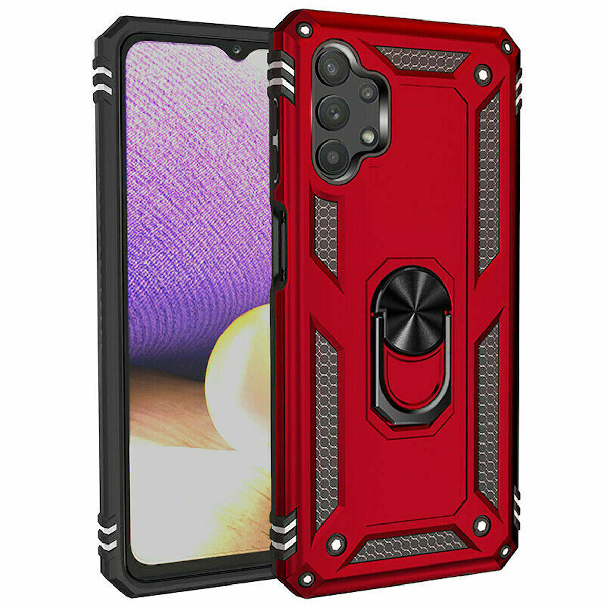 Smcase Samsung Galaxy A32 4G Kılıf Vega Yüzüklü Tank Silikon 