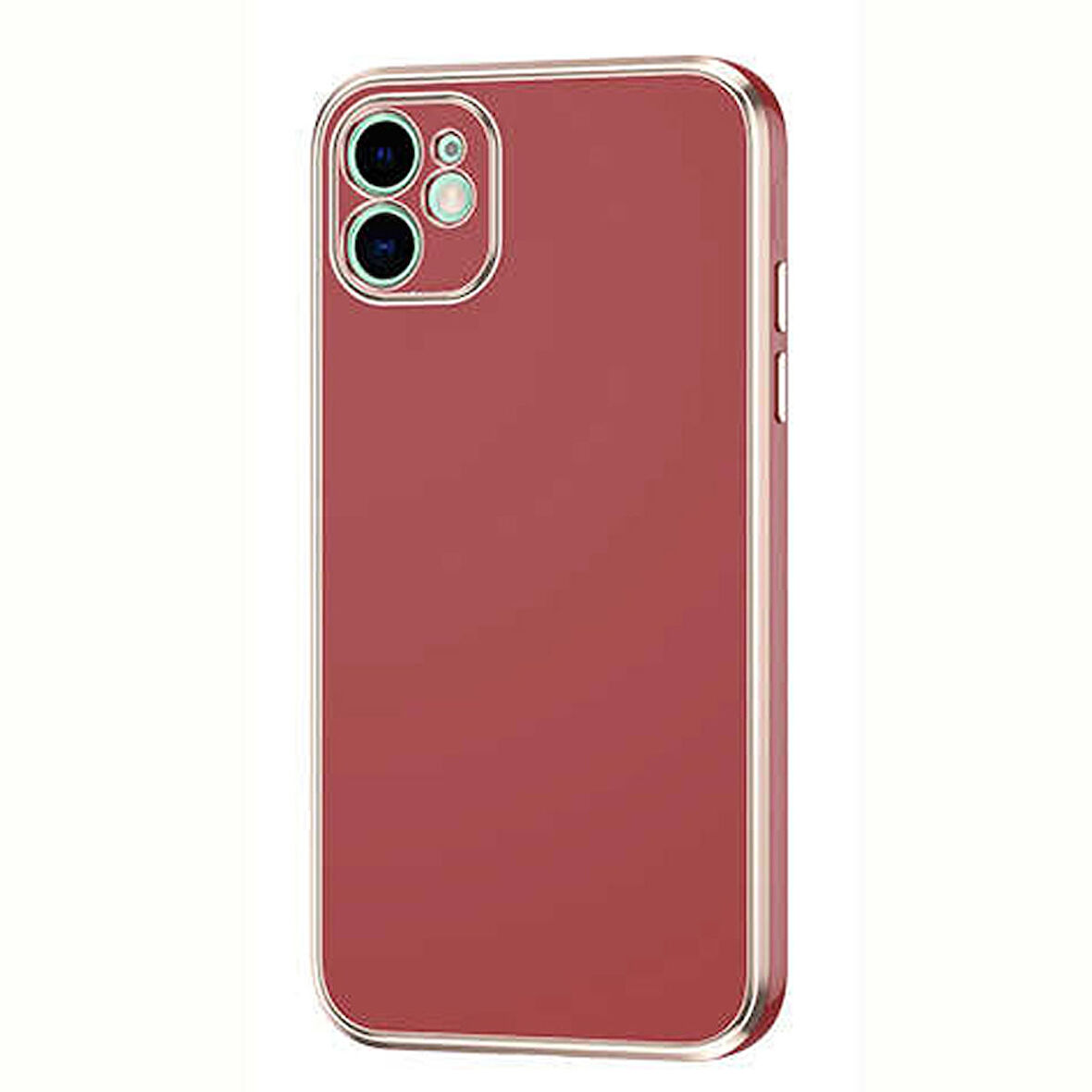 Gpack Apple iPhone 12 Kılıf Bark Parlak Silikon Renkli Kenarları Rose