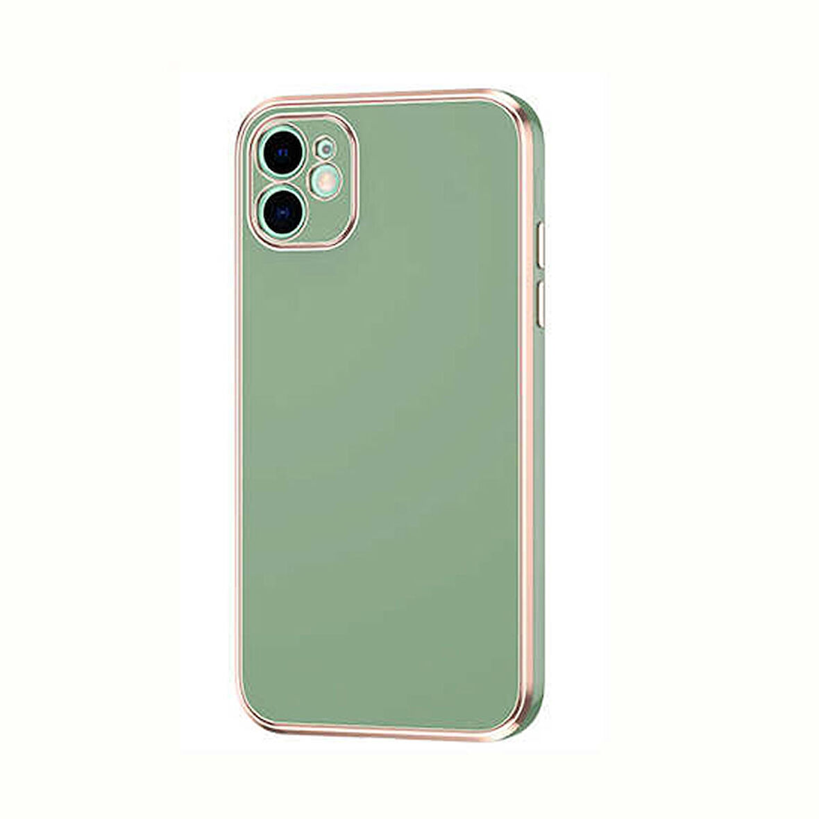 Gpack Apple iPhone 12 Kılıf Bark Parlak Silikon Renkli Kenarları Rose