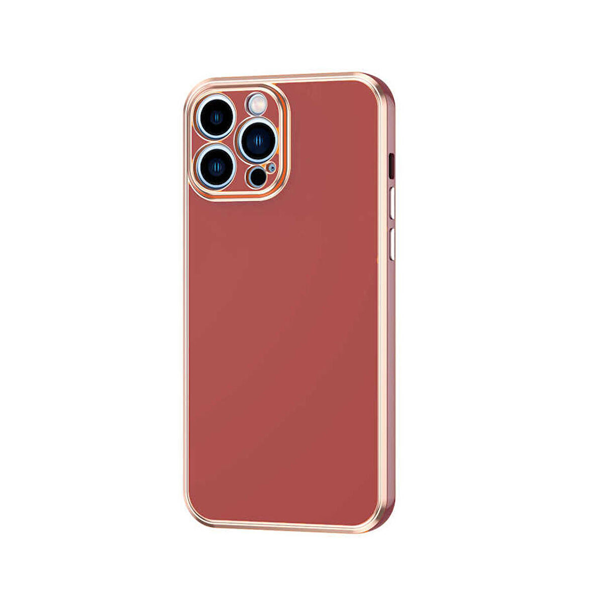Gpack Apple iPhone 13 Pro Max Kılıf Bark Parlak Silikon Renkli Kenarları Rose
