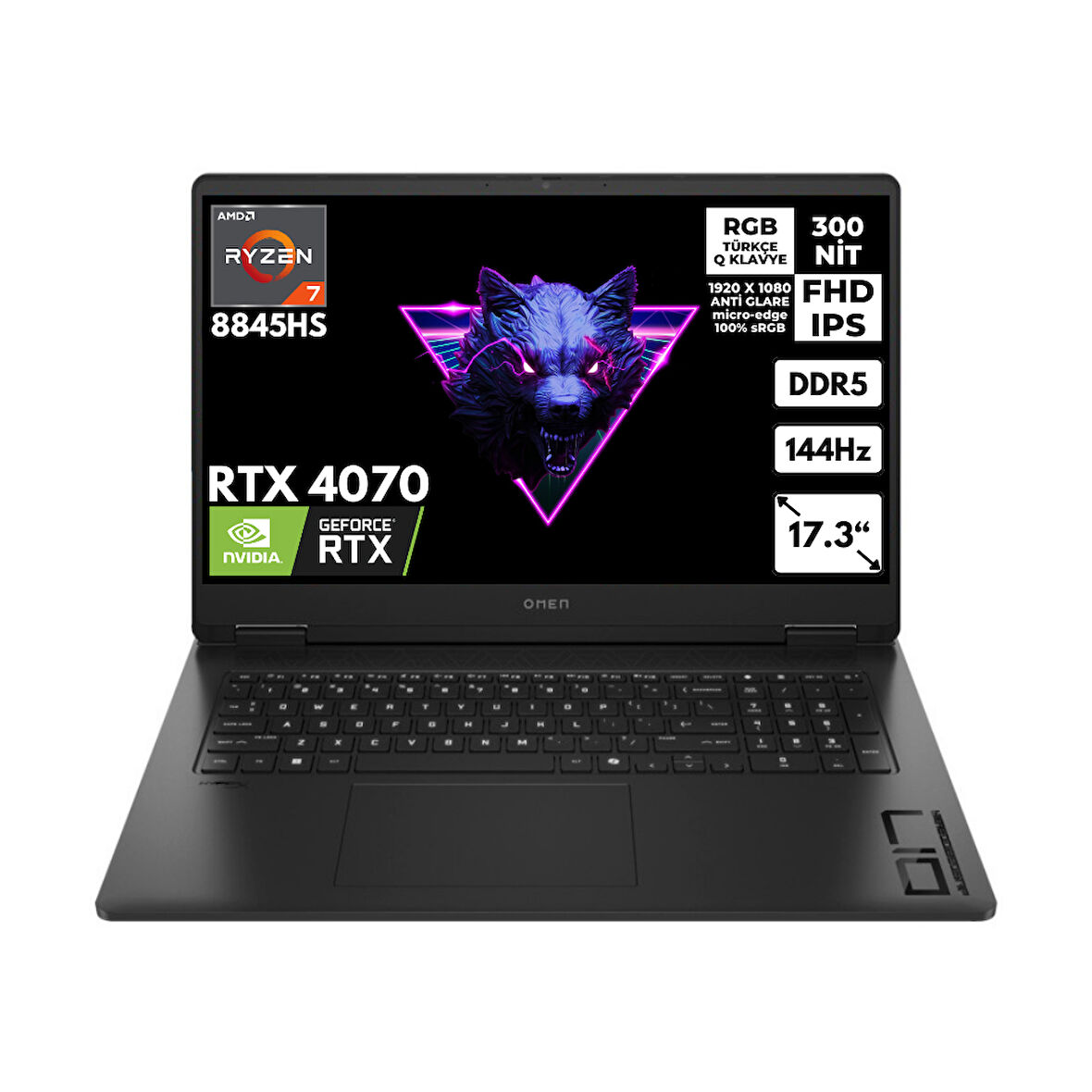 HP Omen 17-DB0021NT R7-8845HS 48 -GBDDR5 1 TBSSD RTX4070 (8 GB) 17.3" FHD Freedos A44QSEAHMFY5