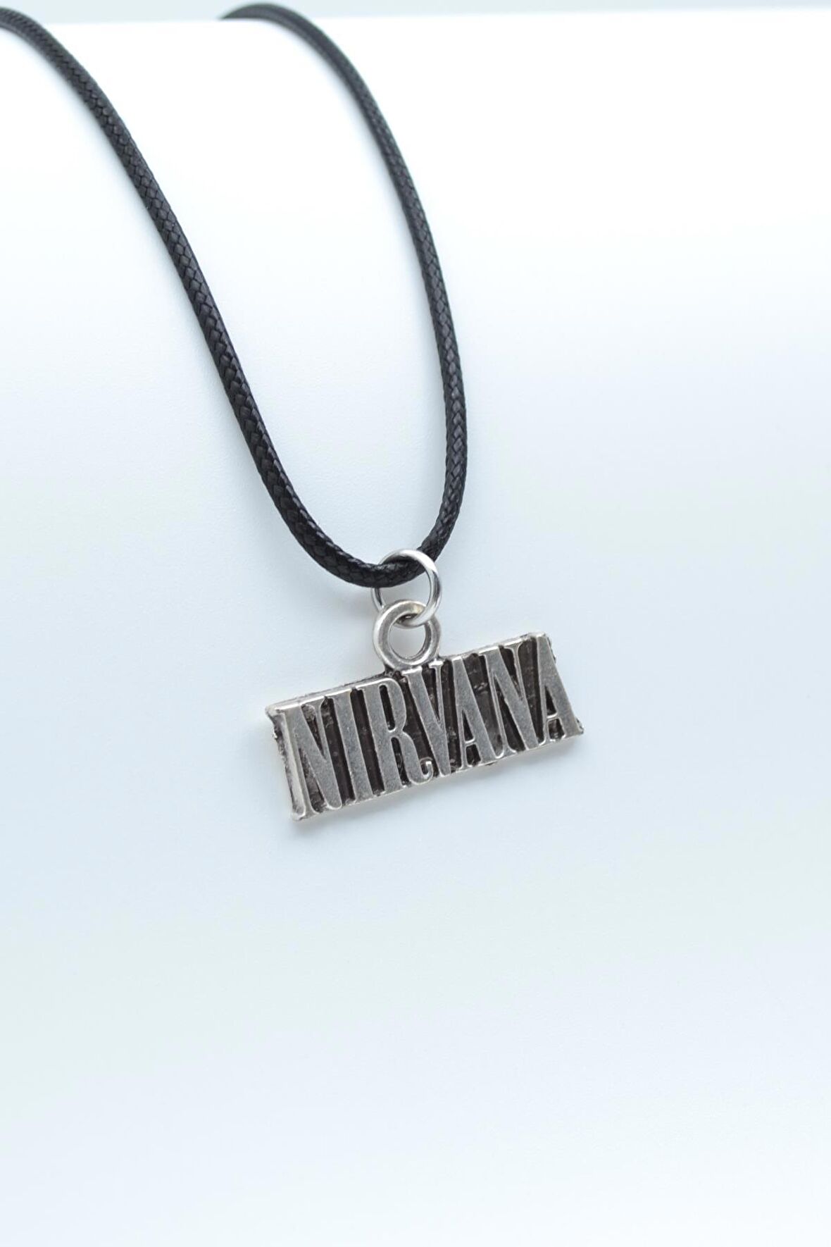Nirvana Kolye Deri İp Kolye Gümüş Kaplama Erkek Kadın Kolye