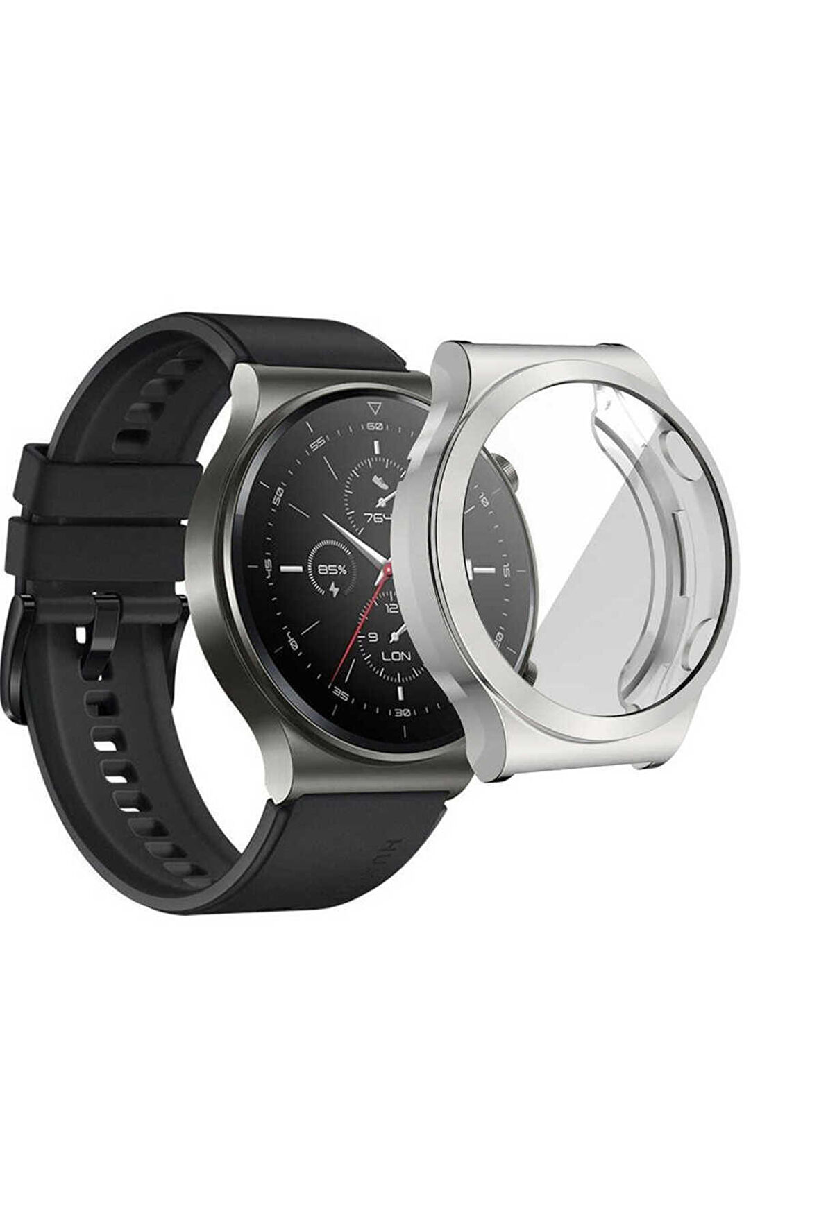 Huawei Watch GT2 Pro (22mm) Akıllı Saat Kasa ve Ekran Koruyucu Gard-02 Gümüş