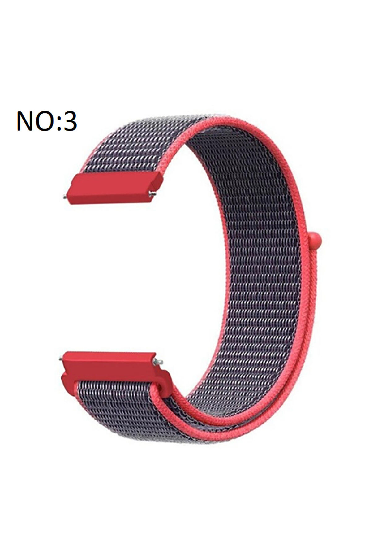 Galaxy Gear S2 20mm için Cırtlı Kumaş Kordon-03 Kırmızı - Gri