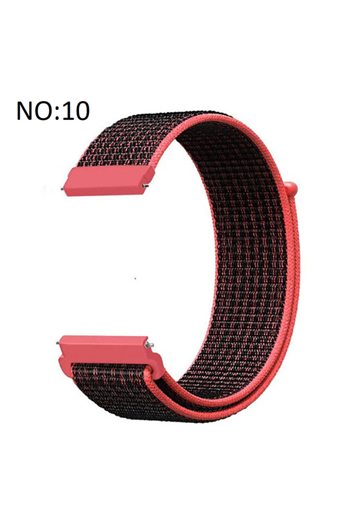 Xiaomi Watch S1 Pro 22mm için Cırtlı Kumaş Kordon-03 Gri - Kırmızı