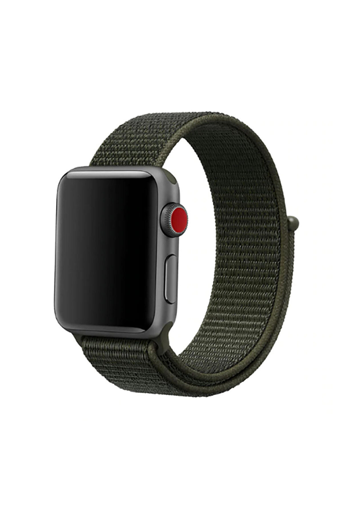 Mobicas Apple  Watch 38-40-41mm Uyumlu Cırtlı Kumaş Kordon-03 Koyu Yeşil