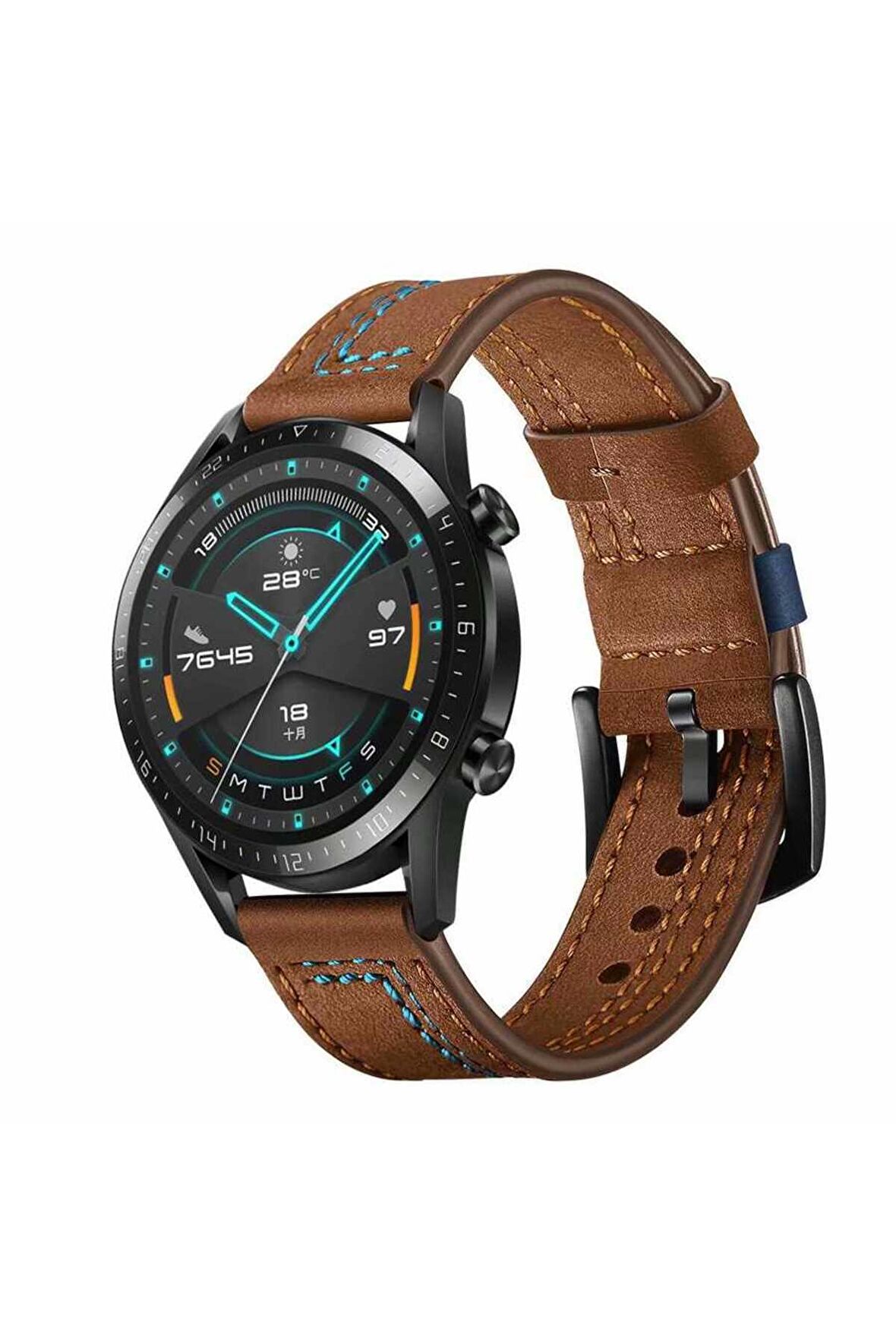 Honor Magic Watch 2 (46mm) 22mm için Suni Deri Pu Kordon-19 Kahverengi