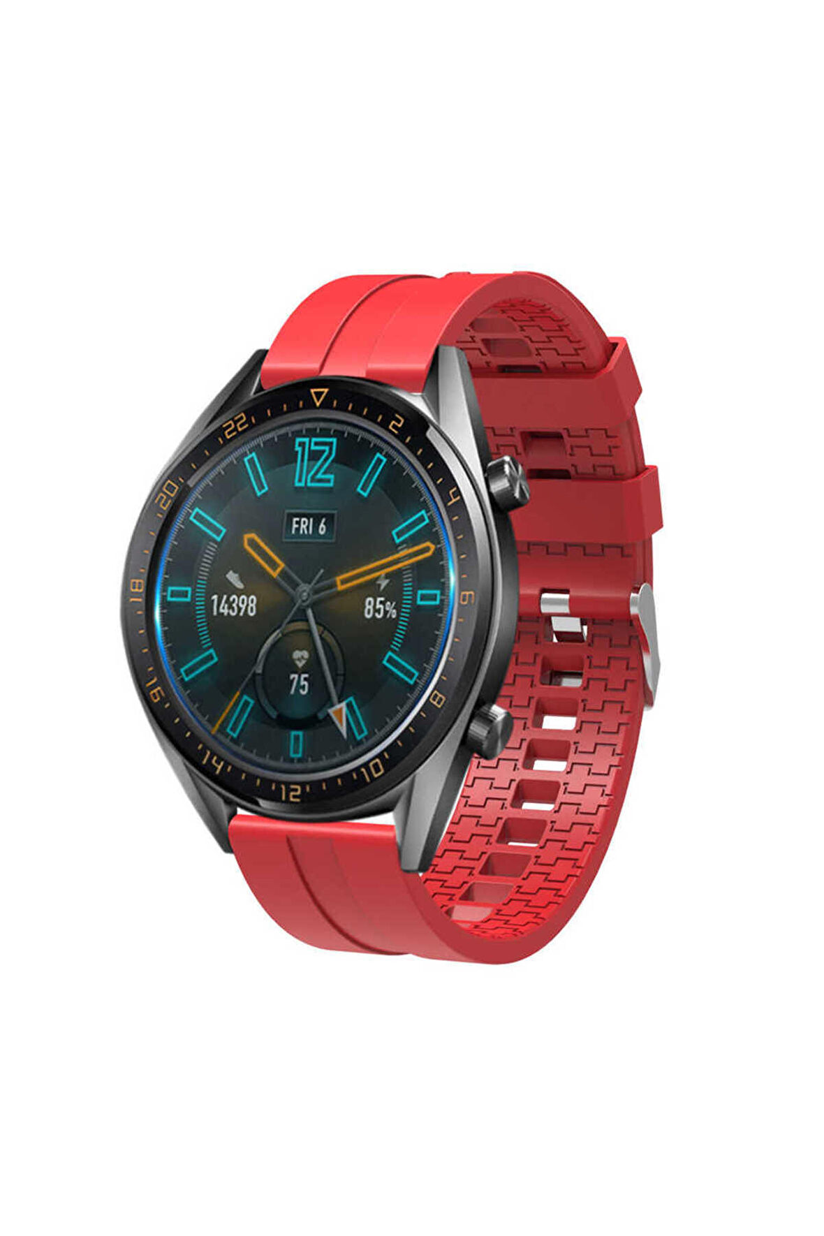 Huawei Watch Ultimate 22mm için içi desenli Silikon Kordon-23 Kırmızı