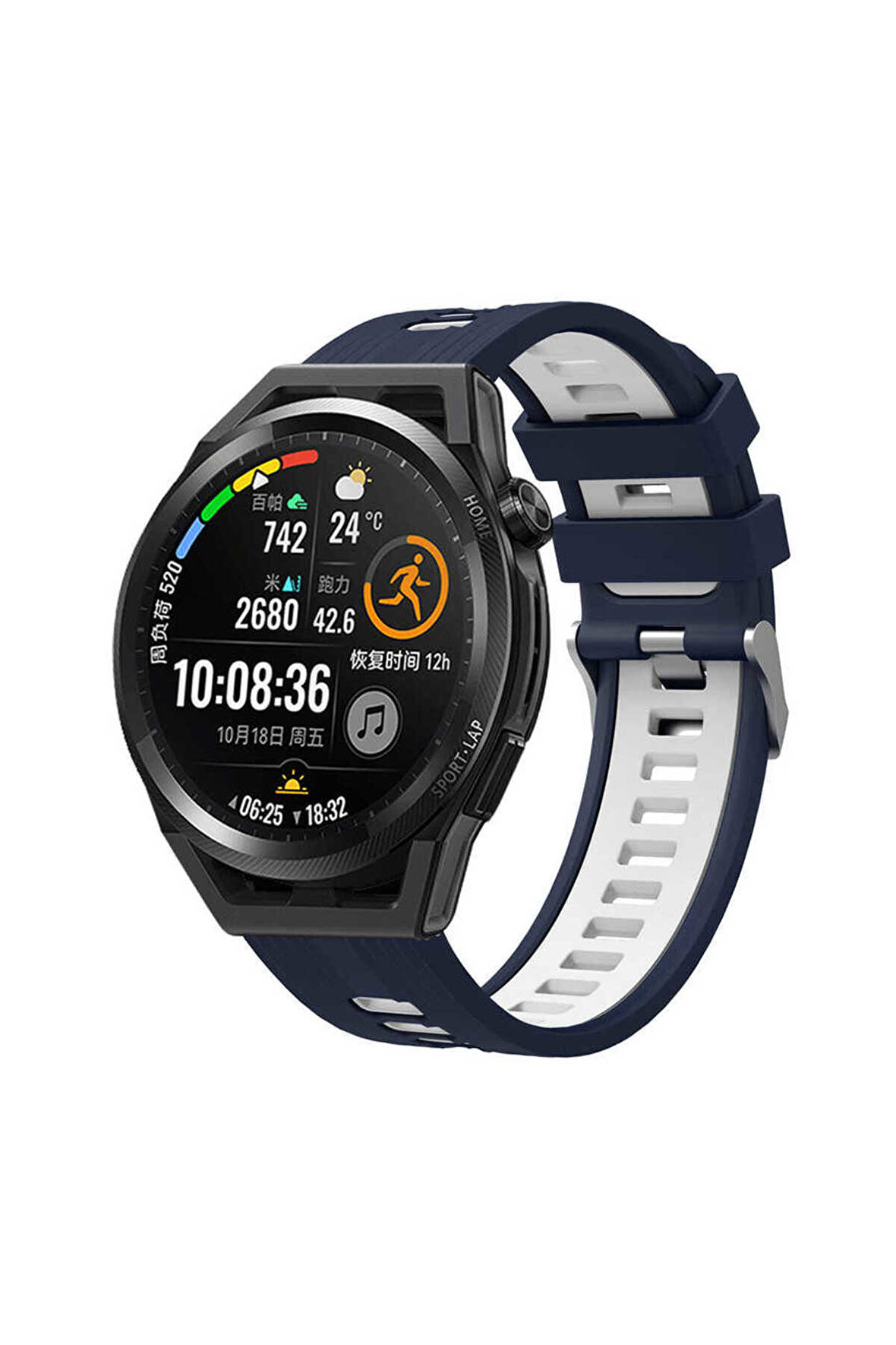 Huawei Watch GT 3 SE 22mm için iki renkli Silikon Kordon-55 Lacivert