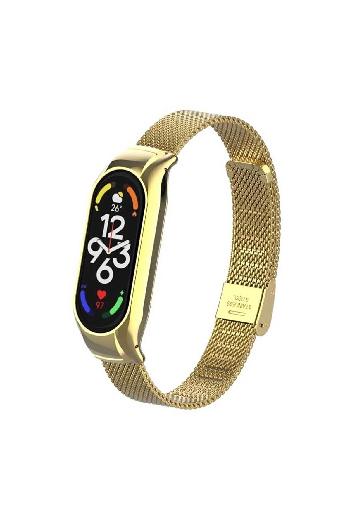 Xiaomi Mi Band 7 için Hasır Metal Kordon-06 Gold