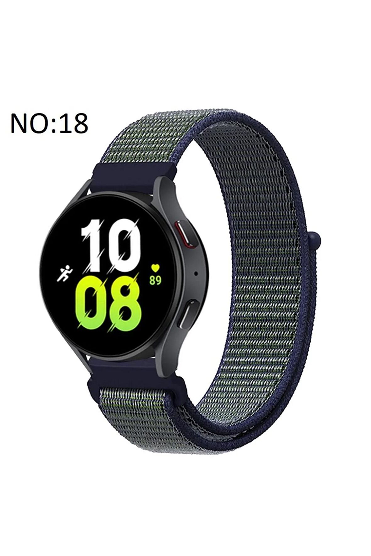 Huawei Watch GT Runner (46mm) 22mm için Cırtlı Kumaş Kordon-03 Mavi - Yeşil