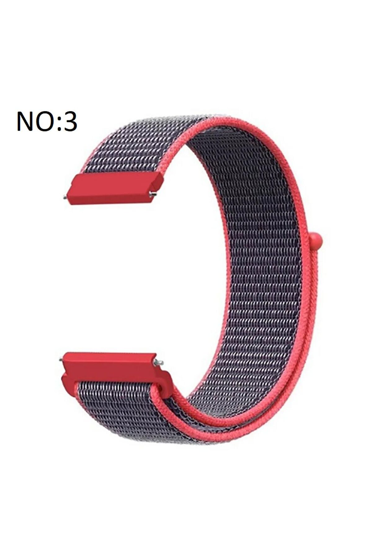 Xiaomi Watch S1 22mm için Cırtlı Kumaş Kordon-03 Kırmızı - Gri