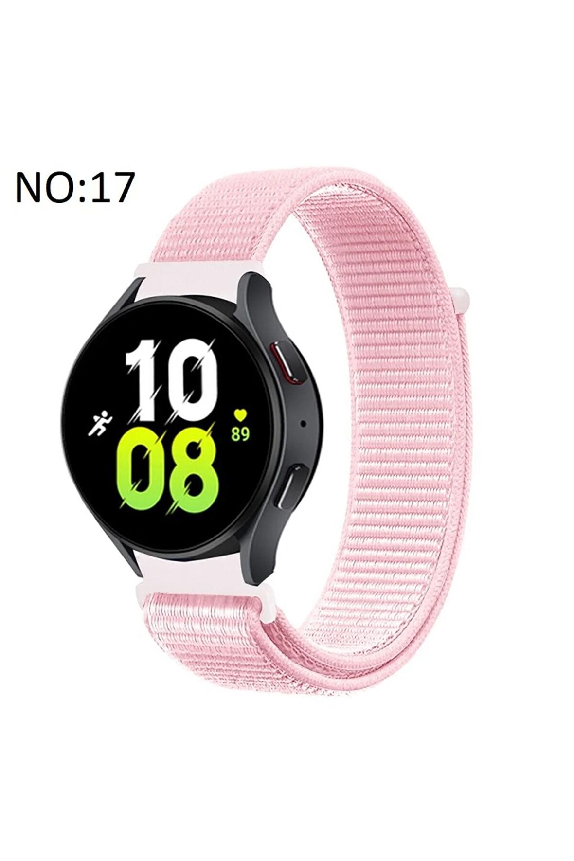 Amazfit GTS 2e 20mm için Cırtlı Kumaş Kordon-03 Açık Pembe
