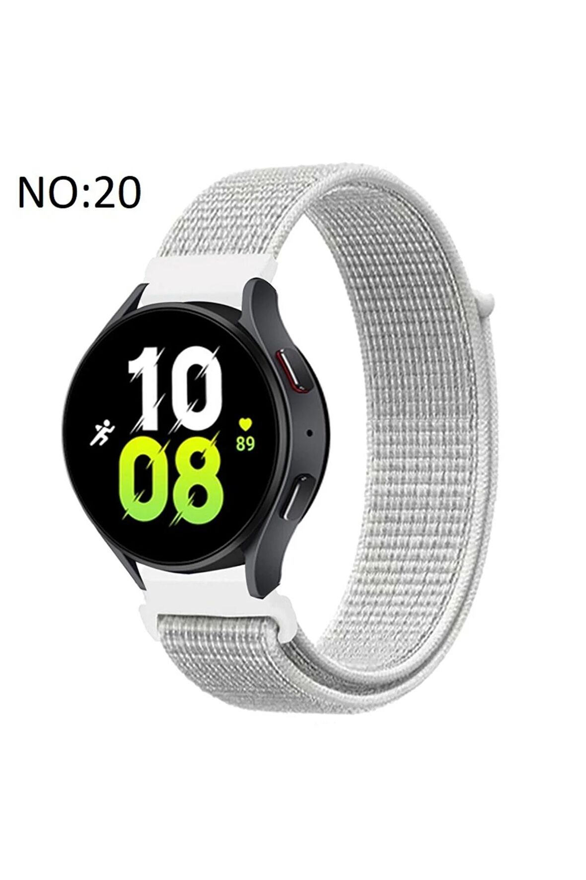 Amazfit GTS 2e 20mm için Cırtlı Kumaş Kordon-03 Beyaz