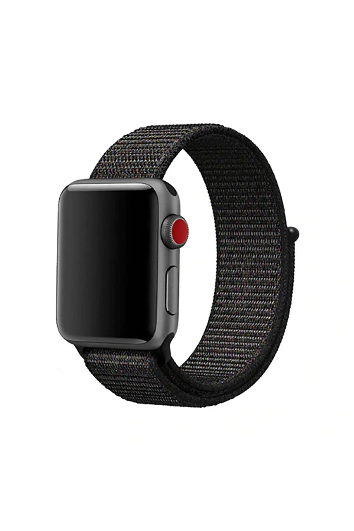 Kordon Store Apple Watch 42-44-45-49mm Uyumlu Cırtlı Kumaş Kordon-03 Siyah