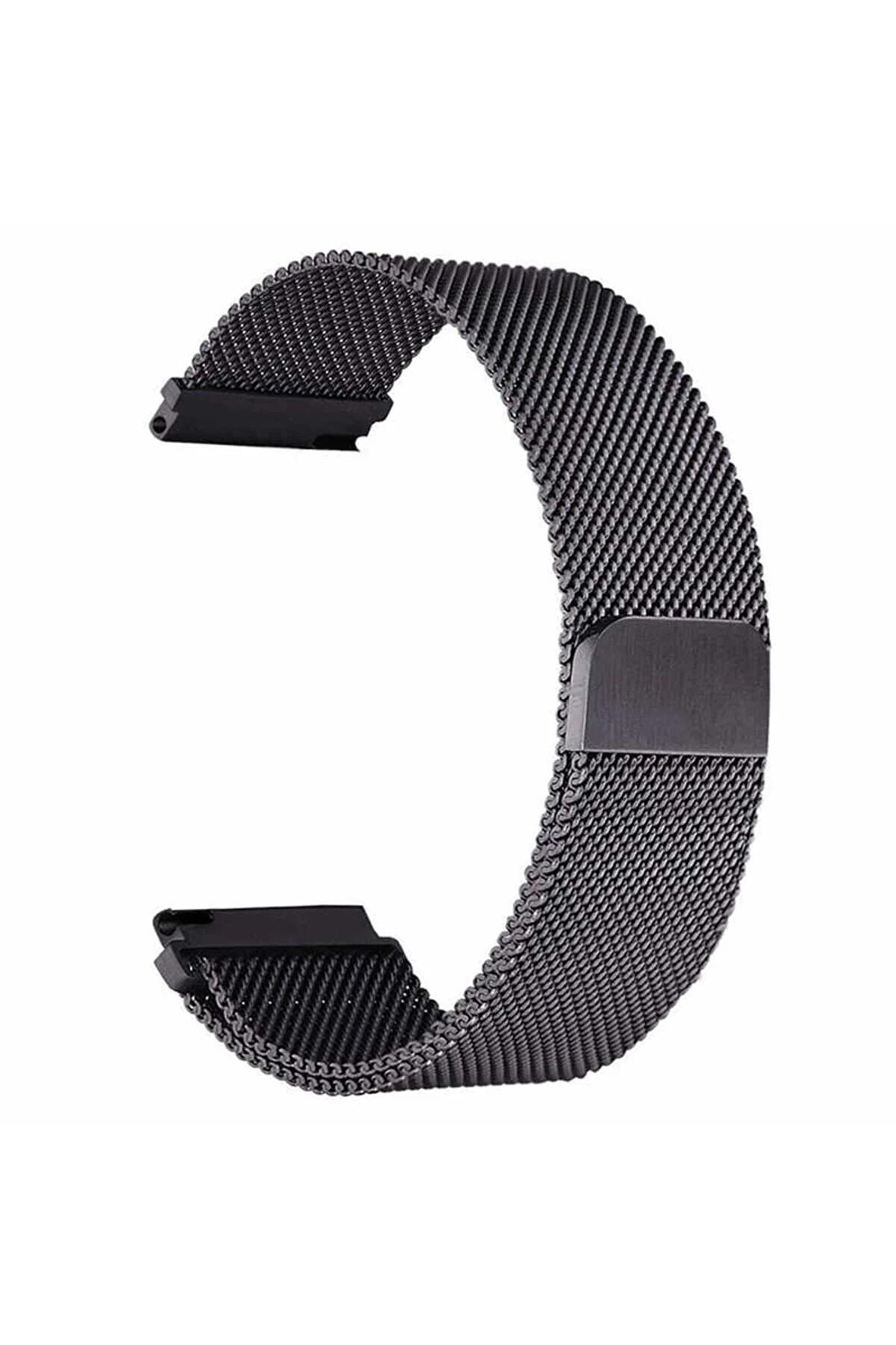 Huawei Watch GT 4 (46mm) 22mm için Mıknatıslı Hasır Metal Kordon-12 Siyah