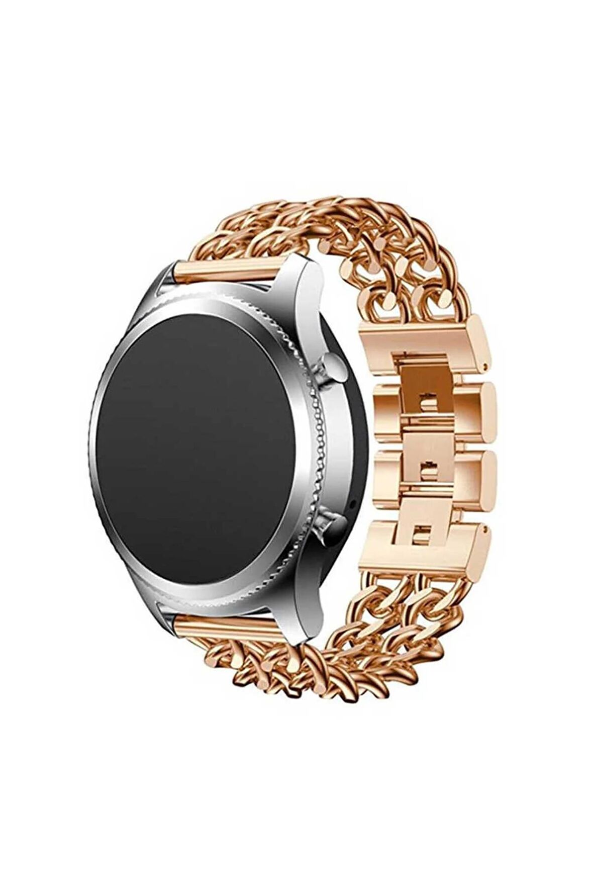Honor Watch GS Pro 22mm Uyumlu için Zincir Halkalı Metal Kordon-17 Rose Gold
