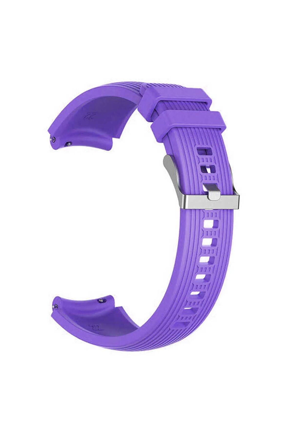 Amazfit Pace (42mm) 20mm için Çizgili Silikon Kordon-18 Mor