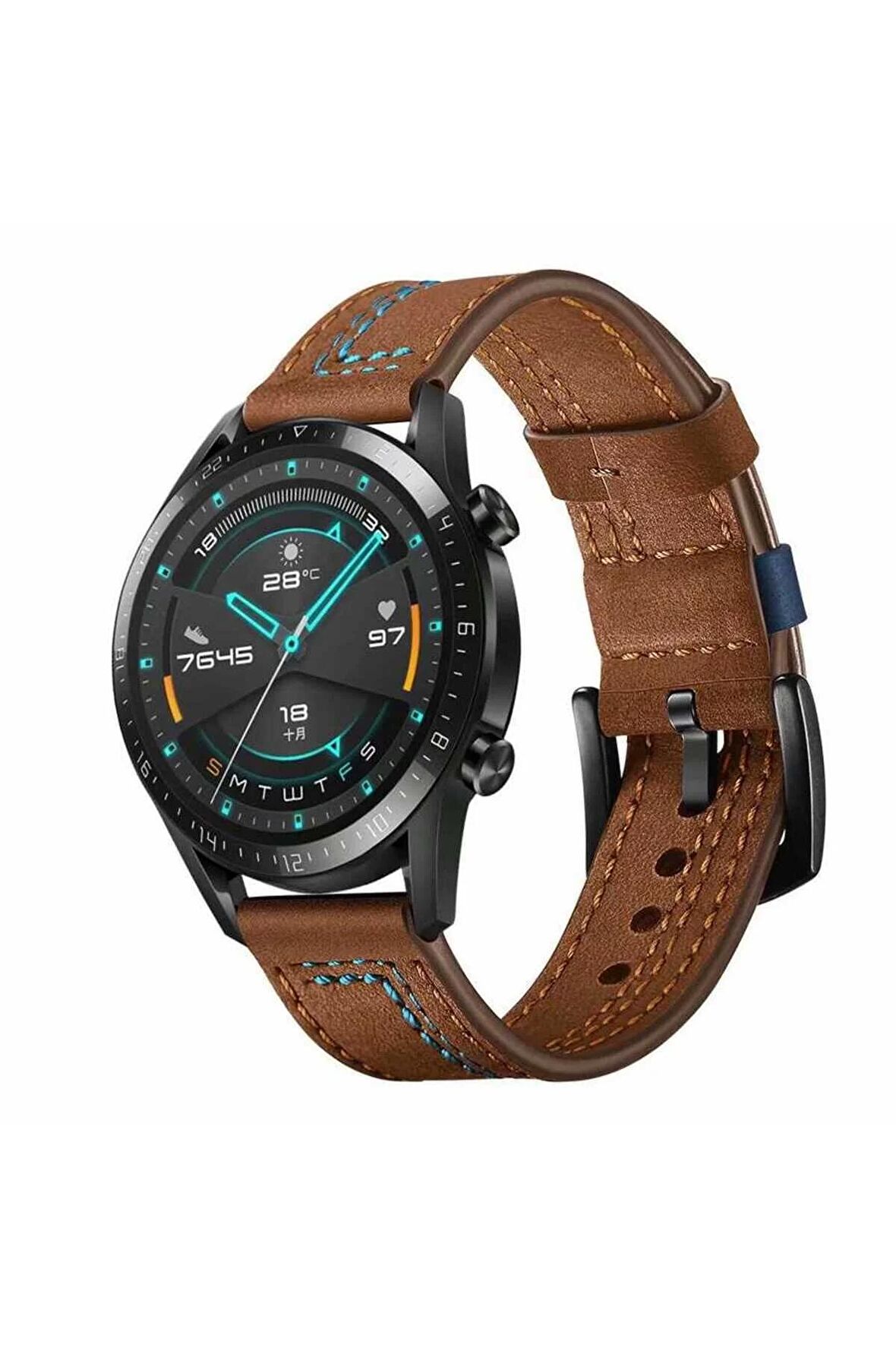 Galaxy Watch 4 (44mm) 20mm için Suni Deri Pu Kordon-19 Kahverengi