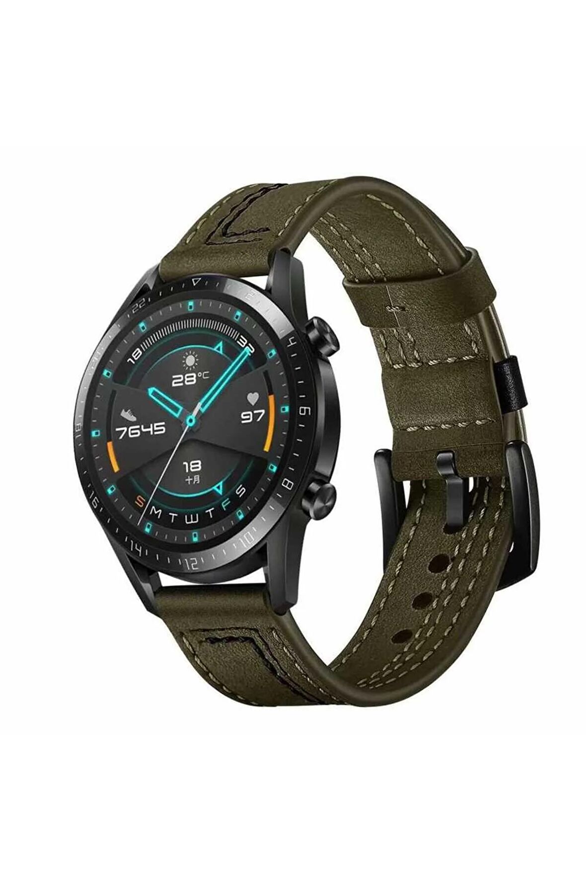 Huawei Watch GT 3 (42mm) 20mm için Suni Deri Pu Kordon-19 Yeşil