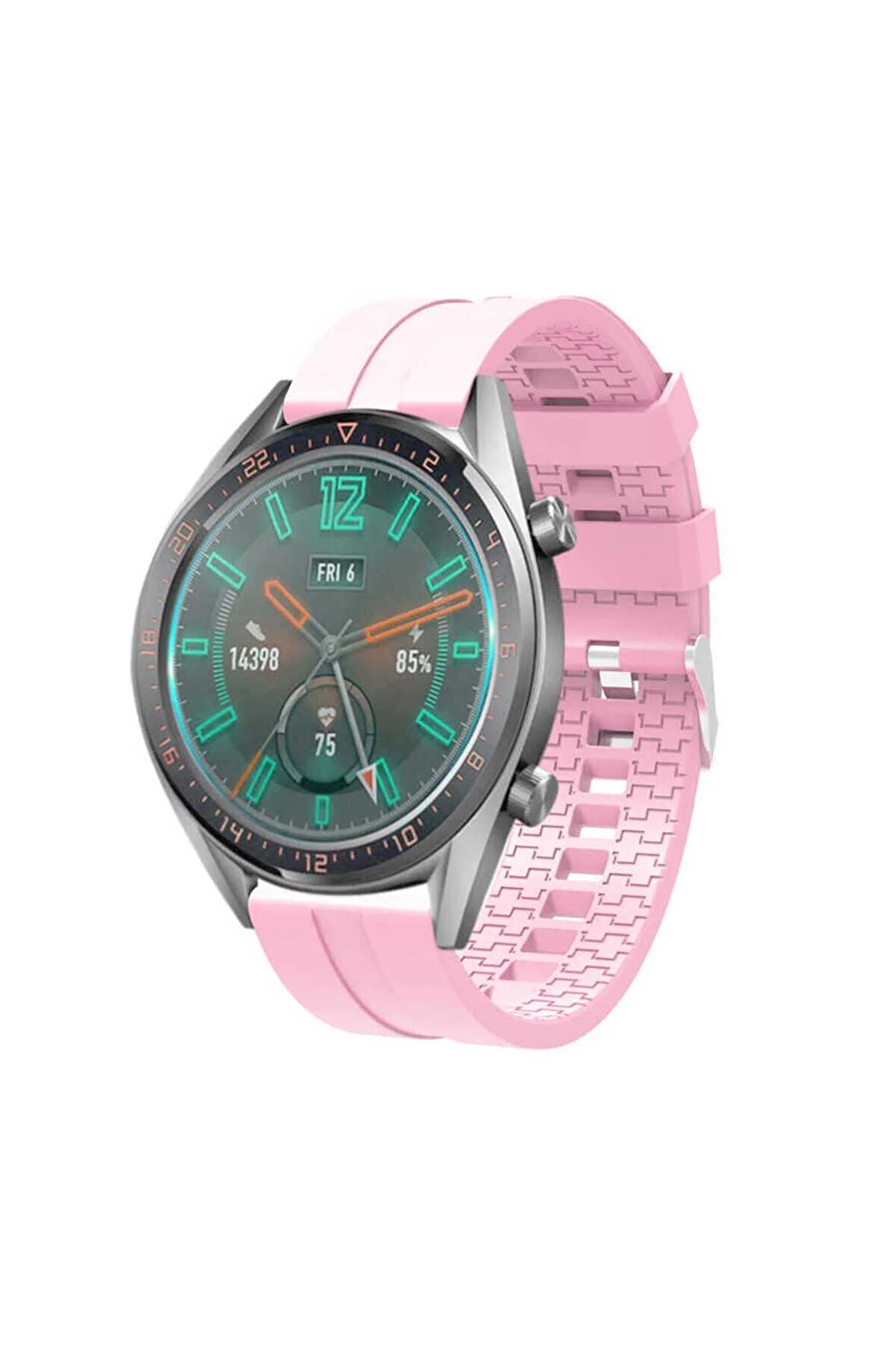 Huawei Watch 4 Pro 22mm için içi desenli Silikon Kordon-23 Pembe