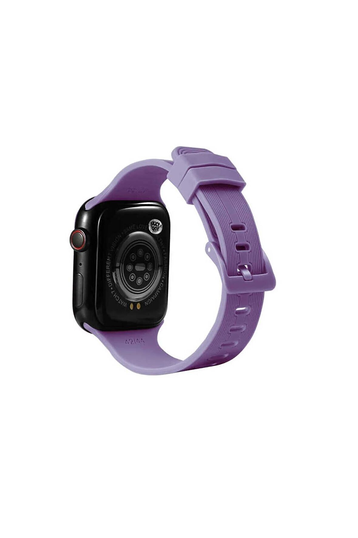Apple Watch 42-44-45-49mm için içi desenli Silikon Kordon-23 Lila