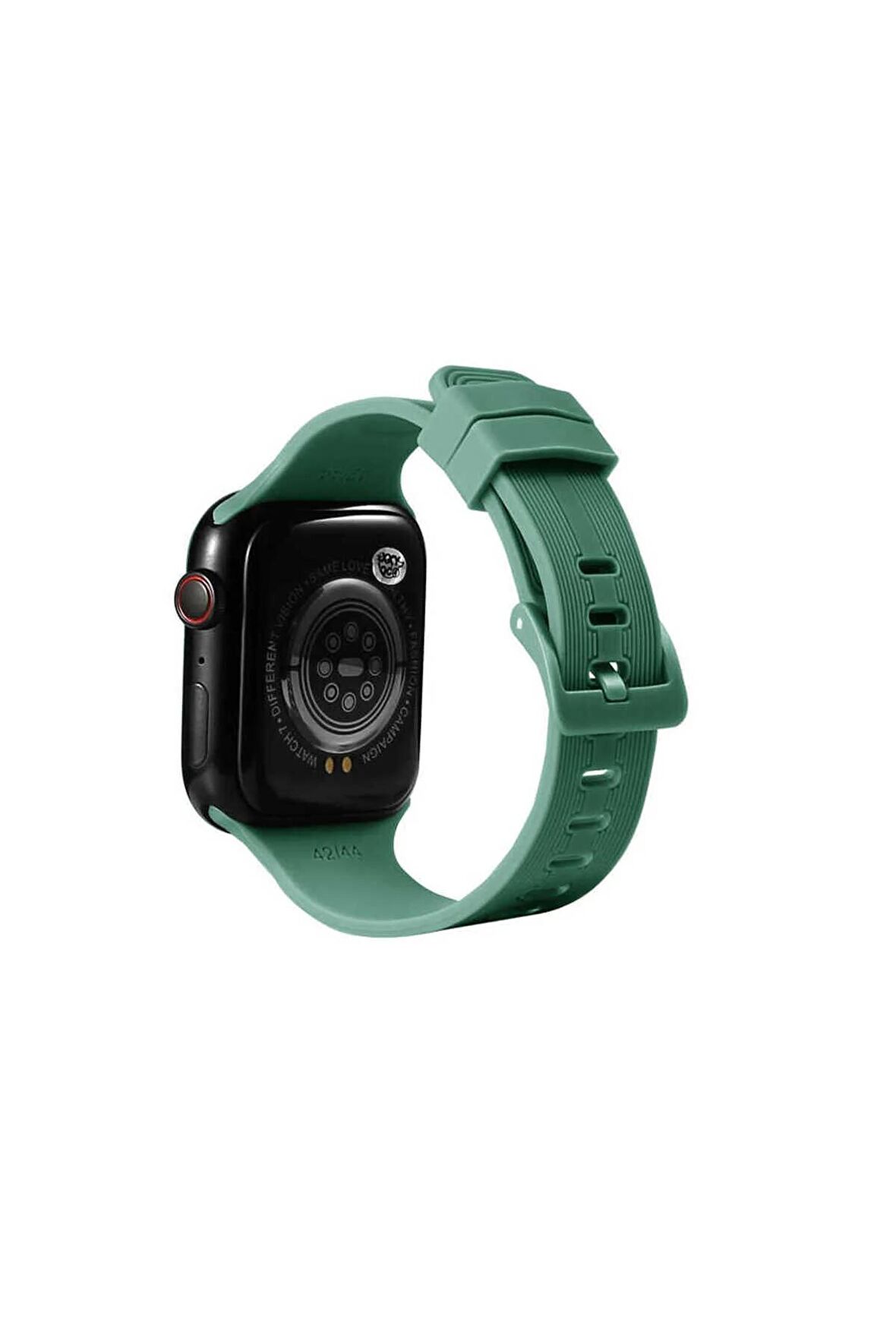 Apple Watch 42-44-45-49mm için içi desenli Silikon Kordon-23 Yeşil