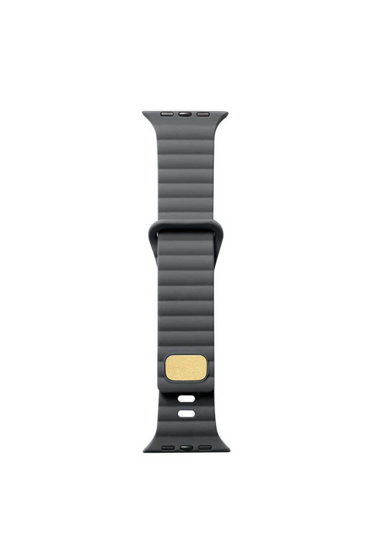 Apple Watch 42-44-45-49mm için Şerit tasarımlı ayarlanabilir Silikon Kordon-73 Gri
