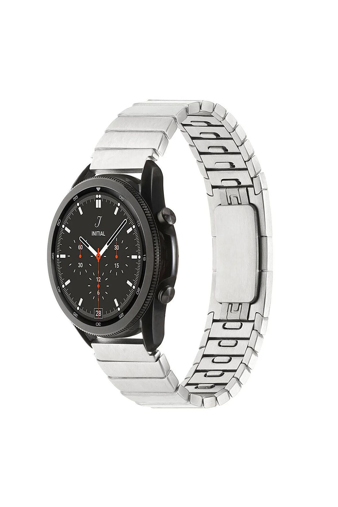Huawei Watch GT 3 Elite (46mm) 22mm için Parçalı Çizgi Tasarımlı Metal Kordon-82 Gümüş