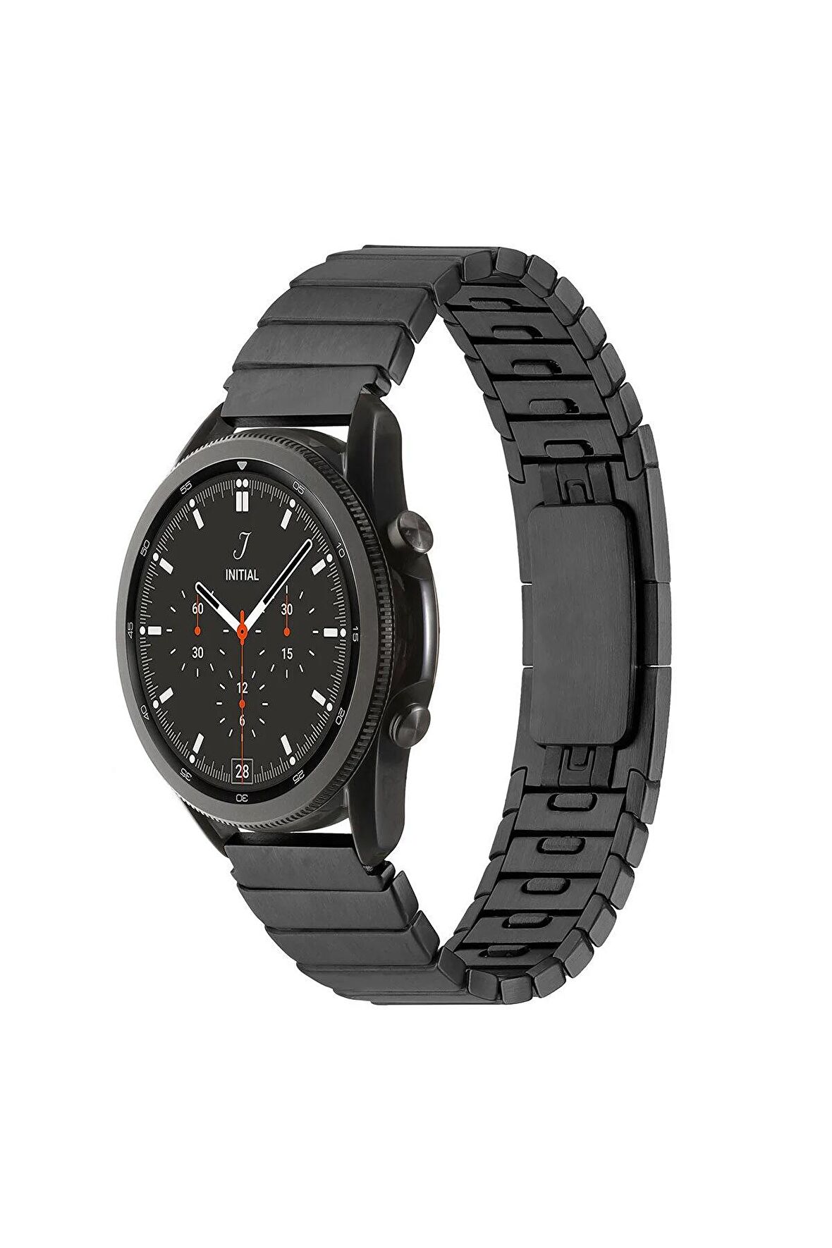 Xiaomi Watch S1 Pro 22mm için Parçalı Çizgi Tasarımlı Metal Kordon-82 Siyah
